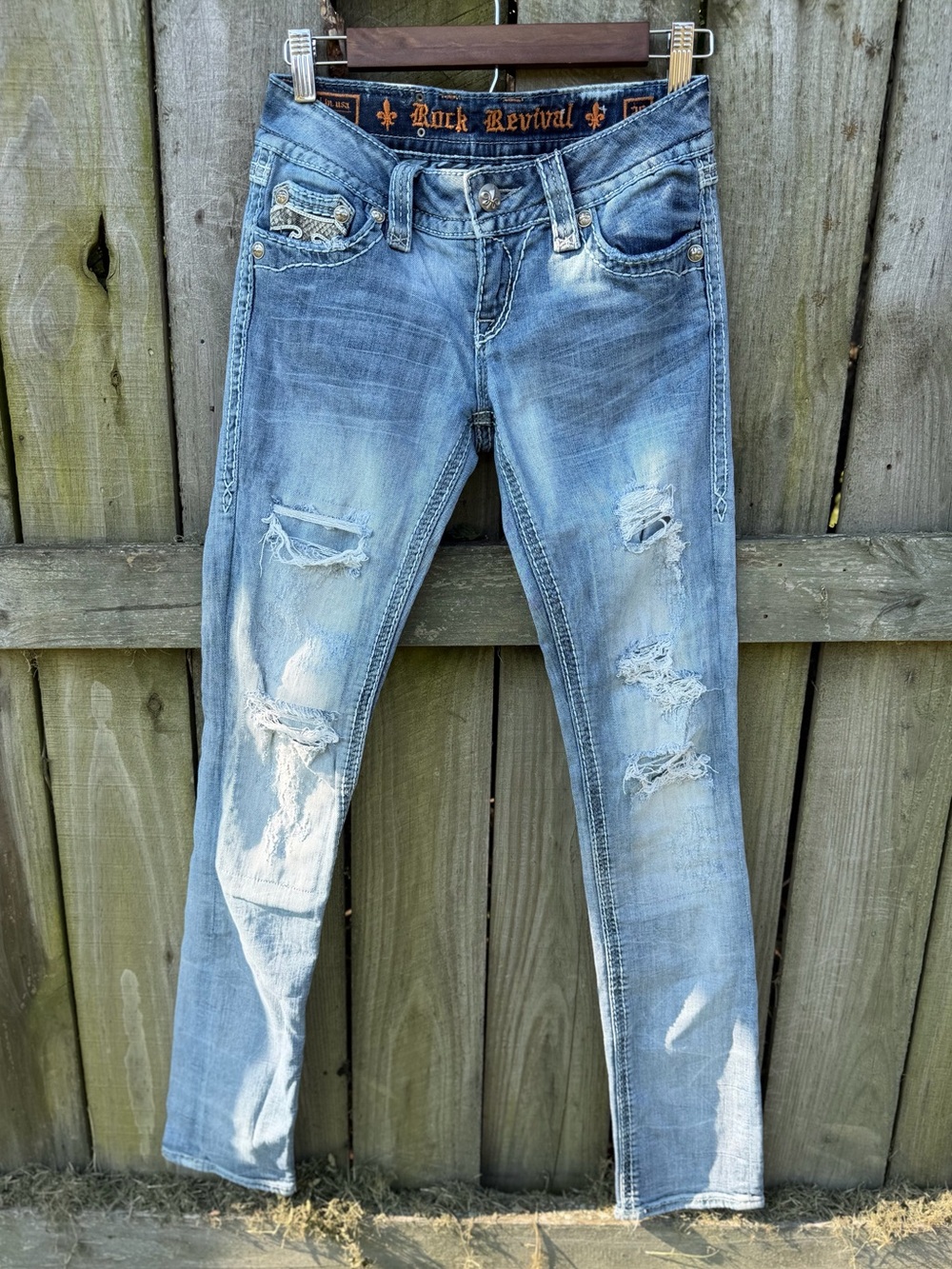 Rock Revival Women's Light Wash Distressed Skinny Jeans